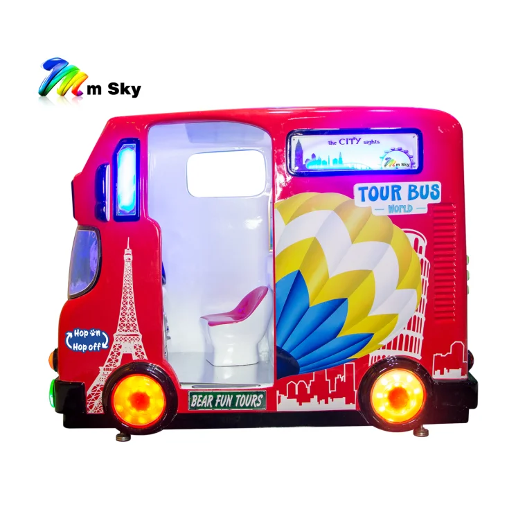 CE Family 3 seats Travel Bus fiberglass ridding kids Indoor kiddie rides on 3D Amusemunt Coin Operated Games Machine Education