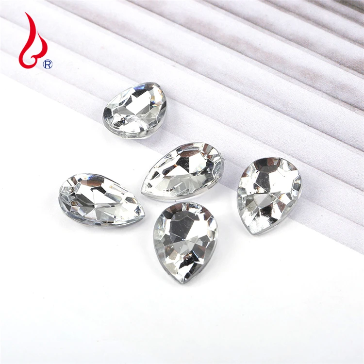 Lan Guang Hot Sale 8*13mm 2000pcs/bag Loose Pointed Back Acrylic Crystal Rhinestone Teardrop Crystal Beads For Jewelry Making