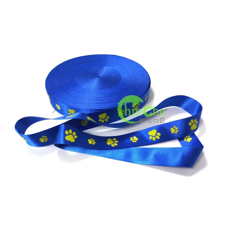 Personalized Silk screen print grosgrain DOG NECK ribbon custom paw printing lanyard webbing roll