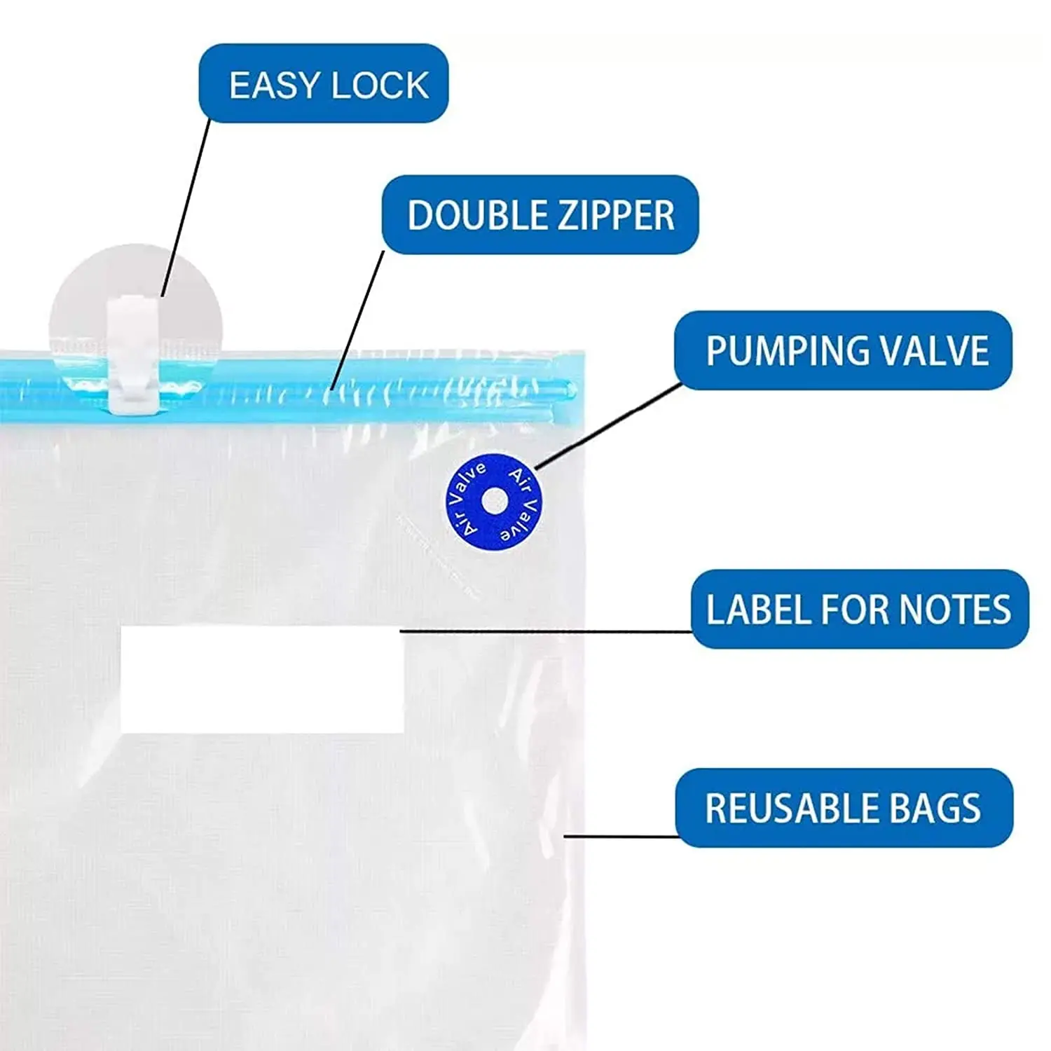 Vacuum zipper bag with valve,zip lock bag with pump