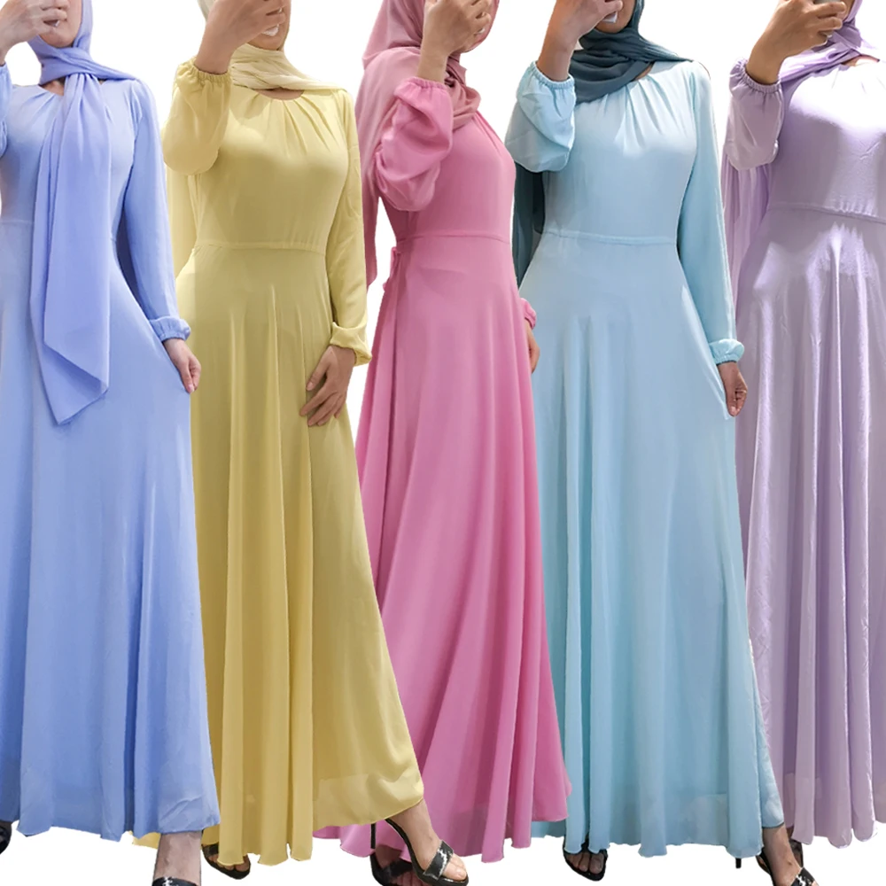 Custom High Quality Chiffon Ladies Abaya Dress Green Abayas Set