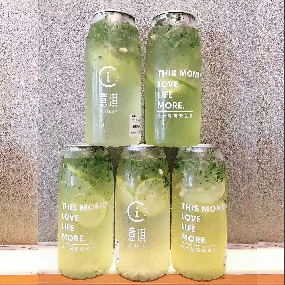 Can Juice Bottles Transparent High Quality Plastic Silver PET Aluminum Customized Beverage Round Pop Can Pet Can 330ml Slim 57mm