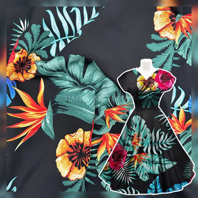 bamboo rayon gaz muslin fabric for dress slub weaving machine hawaiian designs span for women clothing