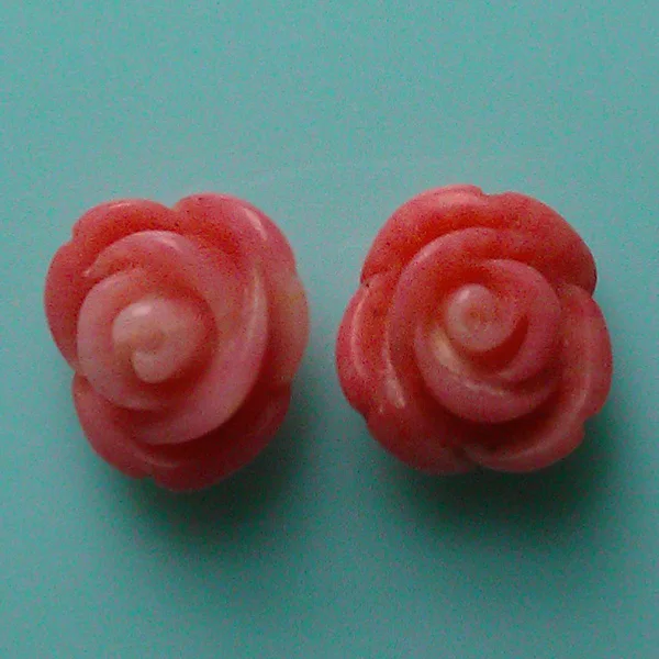 10mm Natural  Half Drill Rose/Flower Shape Pink Coral Beads For Wholesale