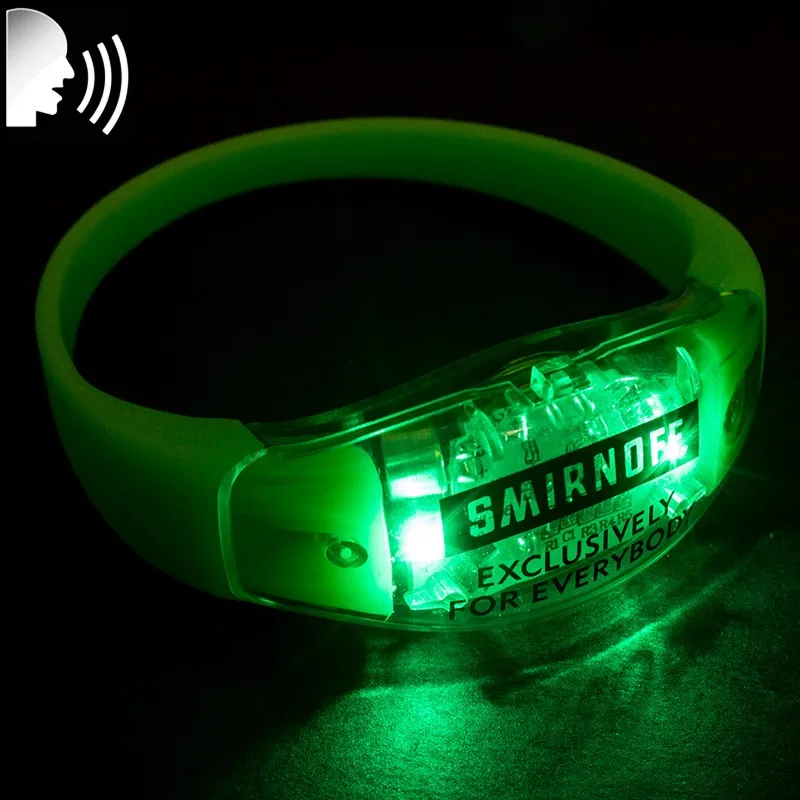 Promotional Lighting Party Gadgets Led Voice Activated Luminous Bracelet Silicone Concert Vibration Led Wrist Band