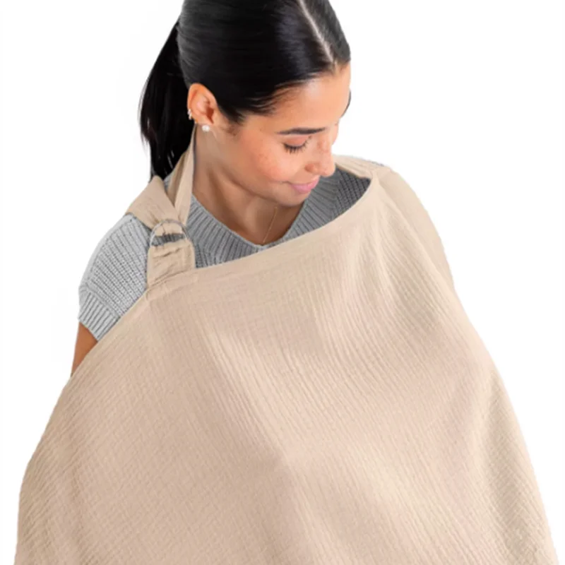 Custom organic soft cotton muslin Breastfeeding apron breastfeeding clothes Nursing Covers for baby breastfeeding