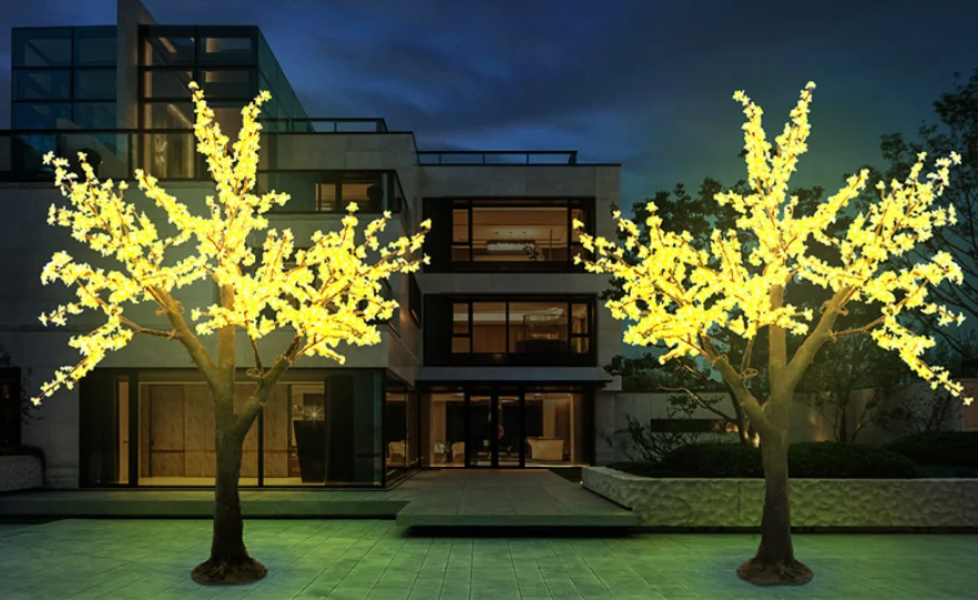 2.2m leds Outdoor Artificial LED Cherry Blossom Christmas decoration white simulation trunk led tree light