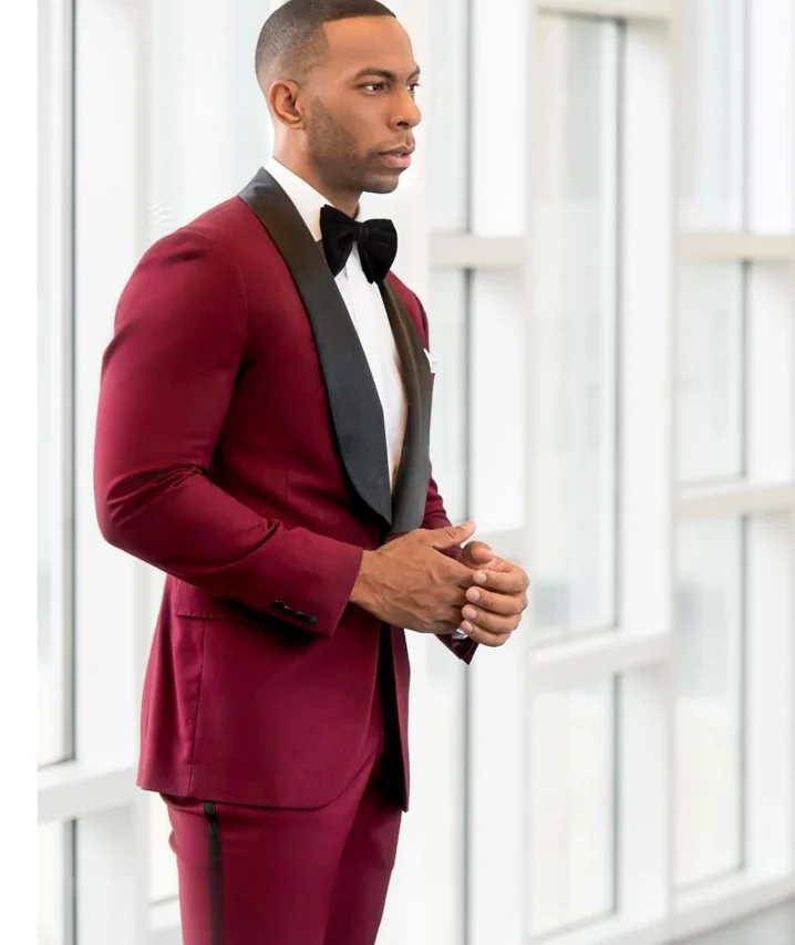 Burgundy Wedding Suit for Men 2022 Slim Fit 3 Pieces Groom Tuxedos Best Man Formal Tailor Made Costume Homme