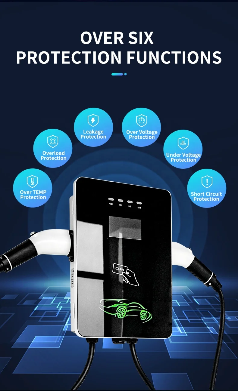 EV Charger Factory Manufacturer Ocpp Mennekes Type 2 32a 3 Phase 7kw 22kw Wallbox Fast Electric Charging Station EV Car Charger