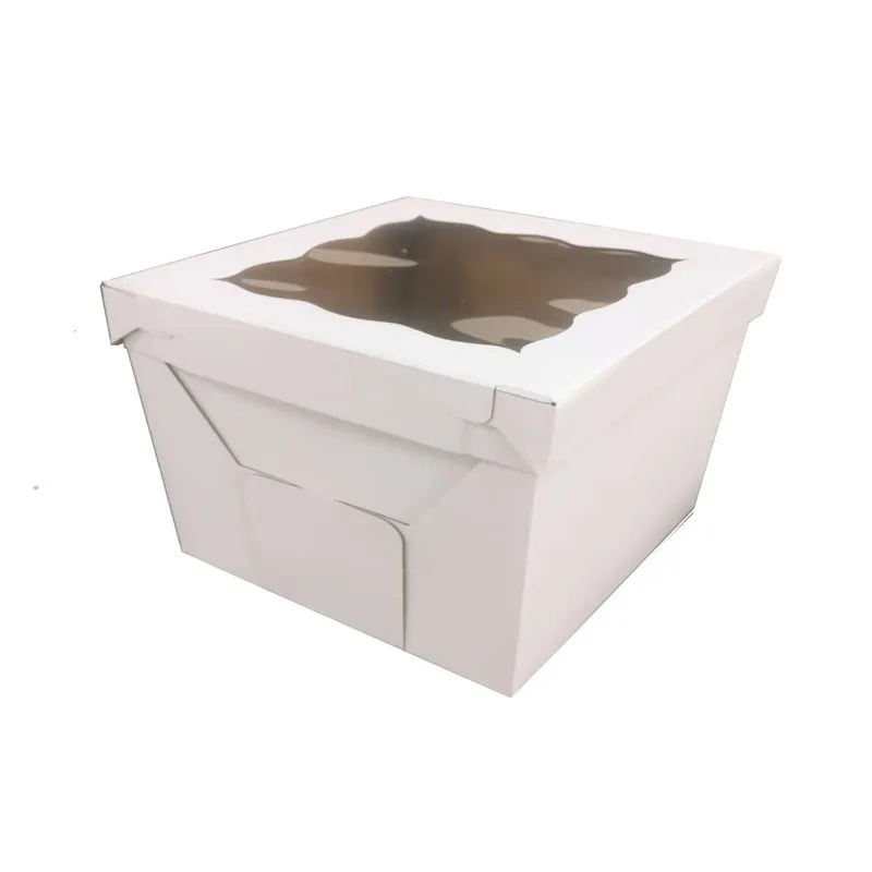 Most popular takeaway paper box plain white tall window cake box