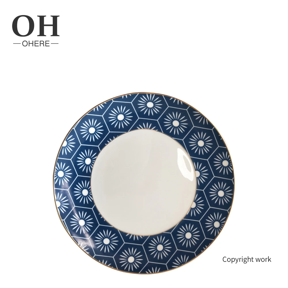 European plates sets wholesale wedding porcelain dish tableware set blue bone china porcelain dinnerware