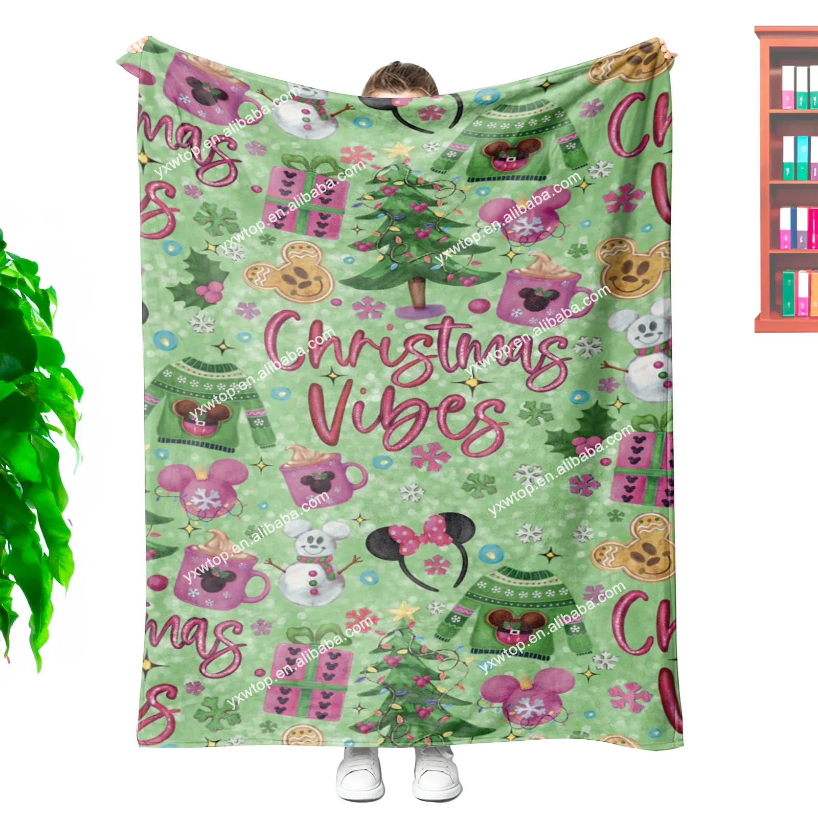 Blanket manufacturer custom cartoon mouse head Christmas Ears Sweets soft 100 polyester microfiber other blanket for kids