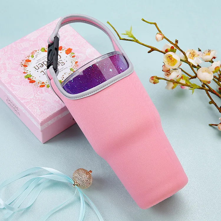 Factory customized pattern logo glass cup holder insulated cola coffee chloroprene rubber ice cup cover water bottle holder