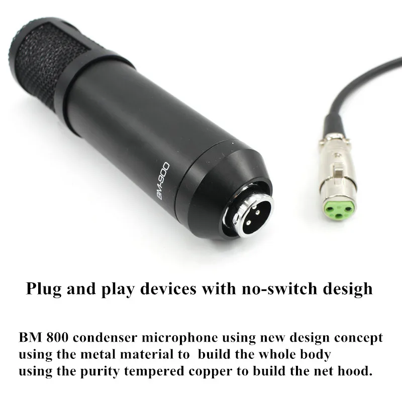 
Professional Condenser Microphone BM-900 Pro Audio Studio Vocal Recording Mic with Shock Mount for Radio Braodcasting Singing 