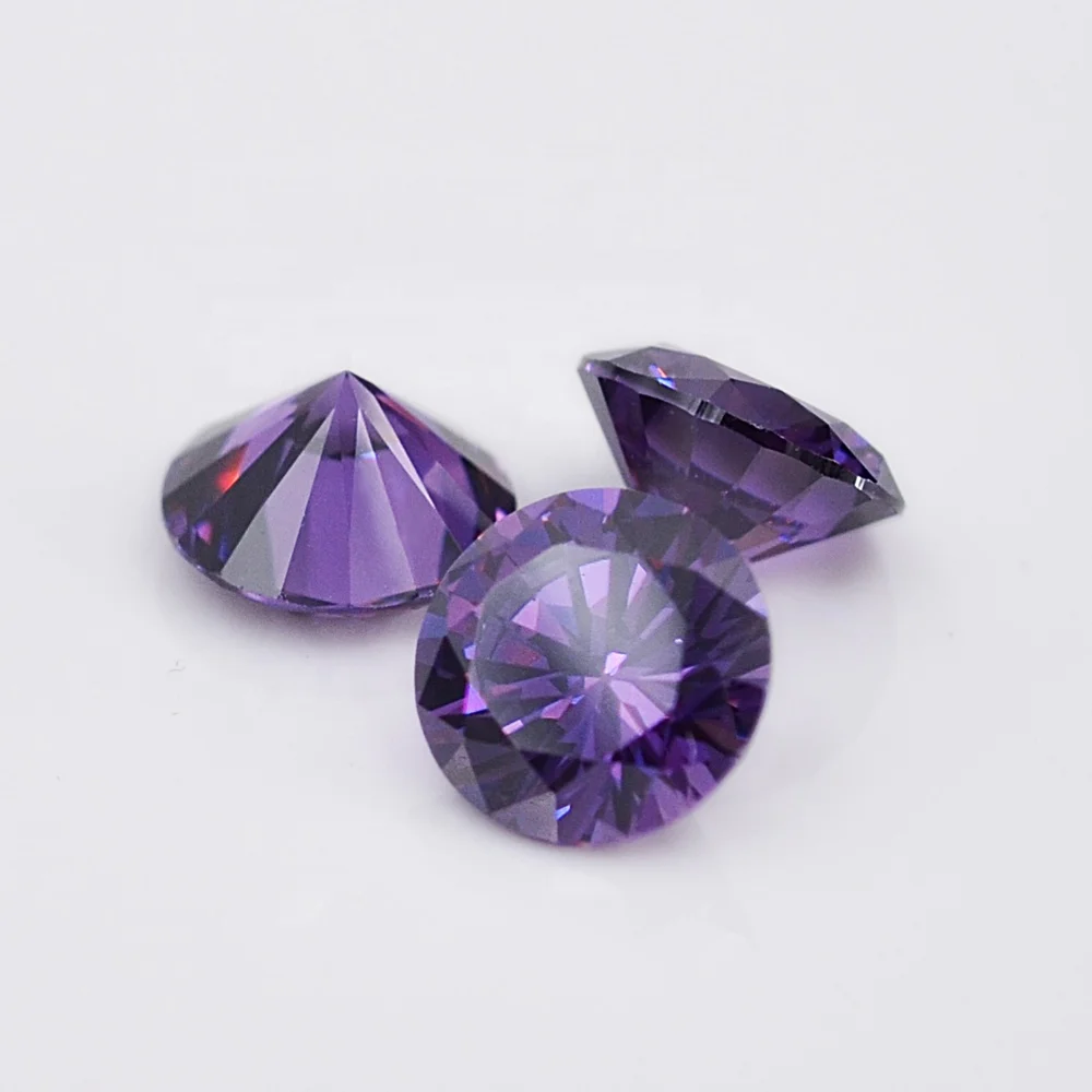 Wholesale Diamond Cut Zircon Stone Synthetic Lab Created CZ Stone Round amethyst cubic zirconia for jewelry