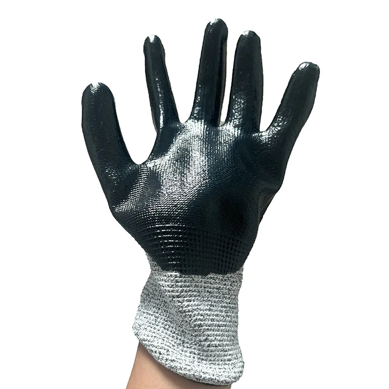 Wholesale Safety Nitrile Coated Safety Gloves Protection Cut Resistant Work Oil Resistant Gloves for Industrial