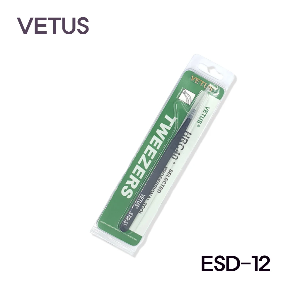Vetus tweezer eyelash tweezer Stainless Steel Material Pointed Tip Type ESD-12