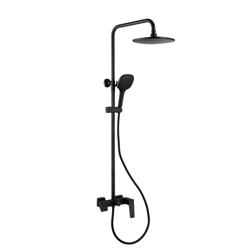 
Hotel new wall-mounted bathroom black copper shower faucet audio mixer set 