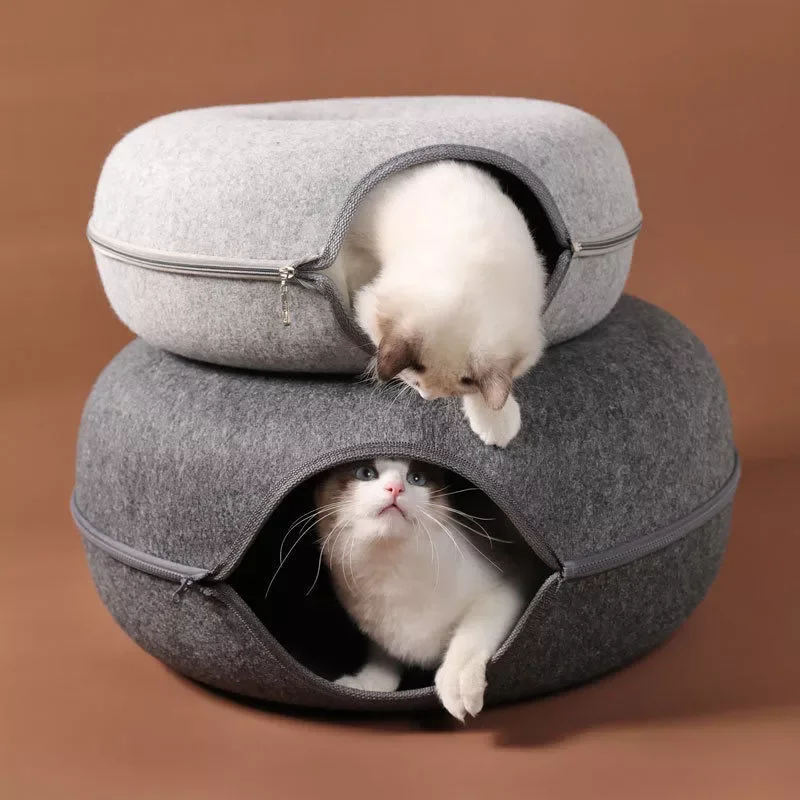 Relaxlines 2023 High Quality Hot Selling Donut Shape Felt Cat Tunnel House