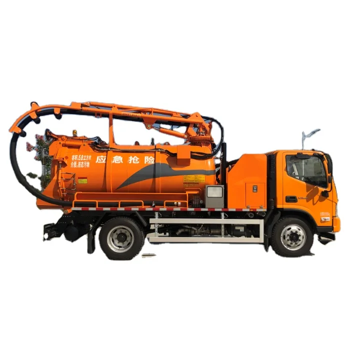 6 Cbm 6000 Liters New vacuum sewage suction septic tank Sewer Cleaning Trucks with 6 wheels