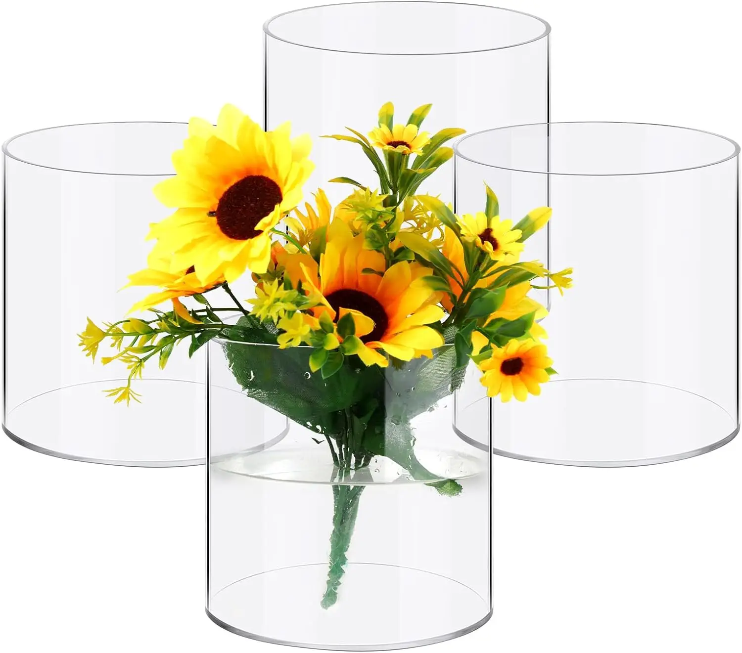Amazing Modern Table plastic Round Crystal Cylinder Clear Acrylic Flower Vase for Wedding Flowers Decorations Home Table Office