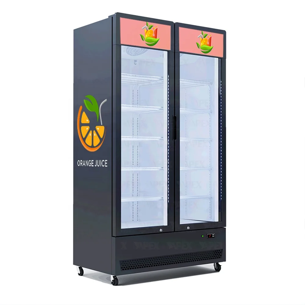 APEX Vertical Upright drink beverage Freezer beverage refrigerator Glass door commercial refrigeration equipment