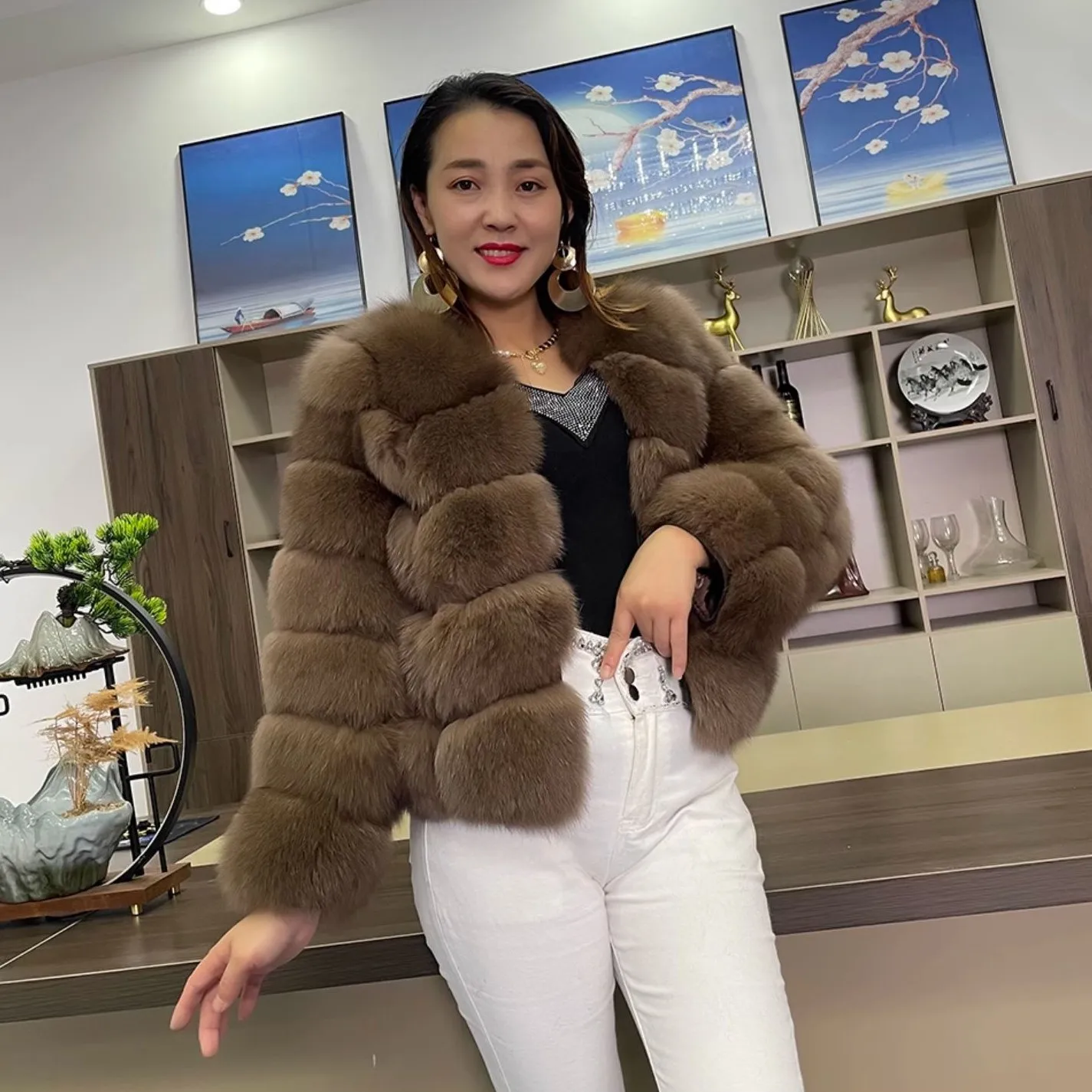 Роскошные зимние пальто для женщин женская зимняя куртка с натуральным мехом Женская