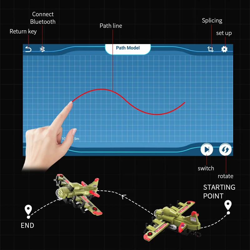 Flytec Military Team Series Cool Fighter Toy RC Plane For Boys Funny Voice Control Model&building Toy With APP Program