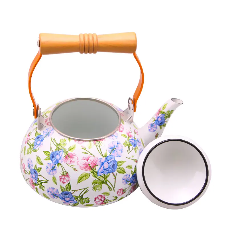 Wholesale Ceramic Teapot Set with Iron Water Kettles Flower Design and Whistling Feature for Home Tea Application