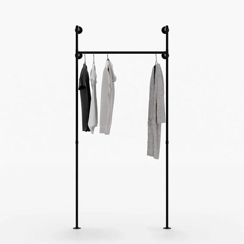 Industrial Wall Mounting pipe Clothes Rail for Removable Clothes Rack Space Saving