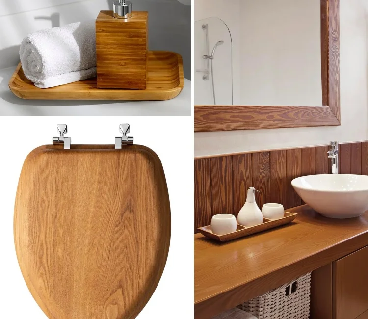 roundToilet Seat with Chrome Hinges Natural Oak Veneer
