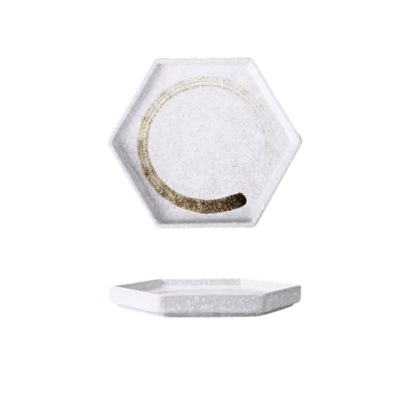 Western Style Ceramic Dinner Plate Hexagon Restaurant Plates 6 inch Royal White Porcelain Catering Pasta Plates Dinnerware