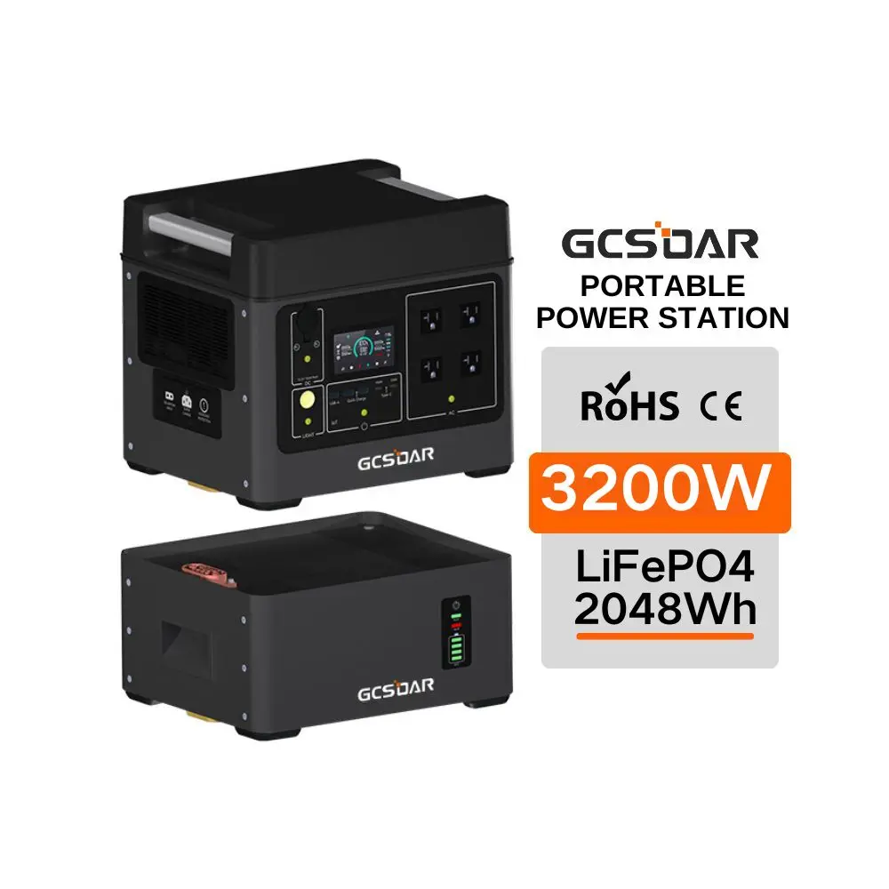 GCSOAR Solar Panels Bank Smart Control A-Level Lifepo4 Sustainable 2048wh Extra Battery 3000w Portable Power Station