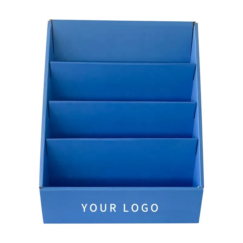 Durable Cardboard Display Stand Office File Brochure Holder Booklet Display Strong Rack 3 Layer Folding Shop Promotion Shelves