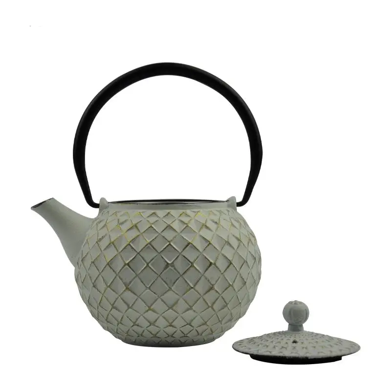 Durable Japanese Cast Iron Kettle Teapot Tea Pot Blue Floral Teapot With Basket