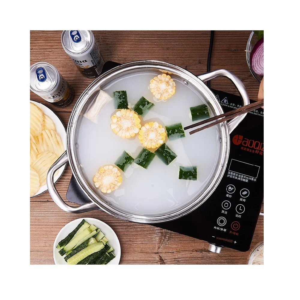 2021 High Quality Primary Color Non Magnetic Stainless Steel Clear Soup Pot Hot Pot Cooker Food Grade