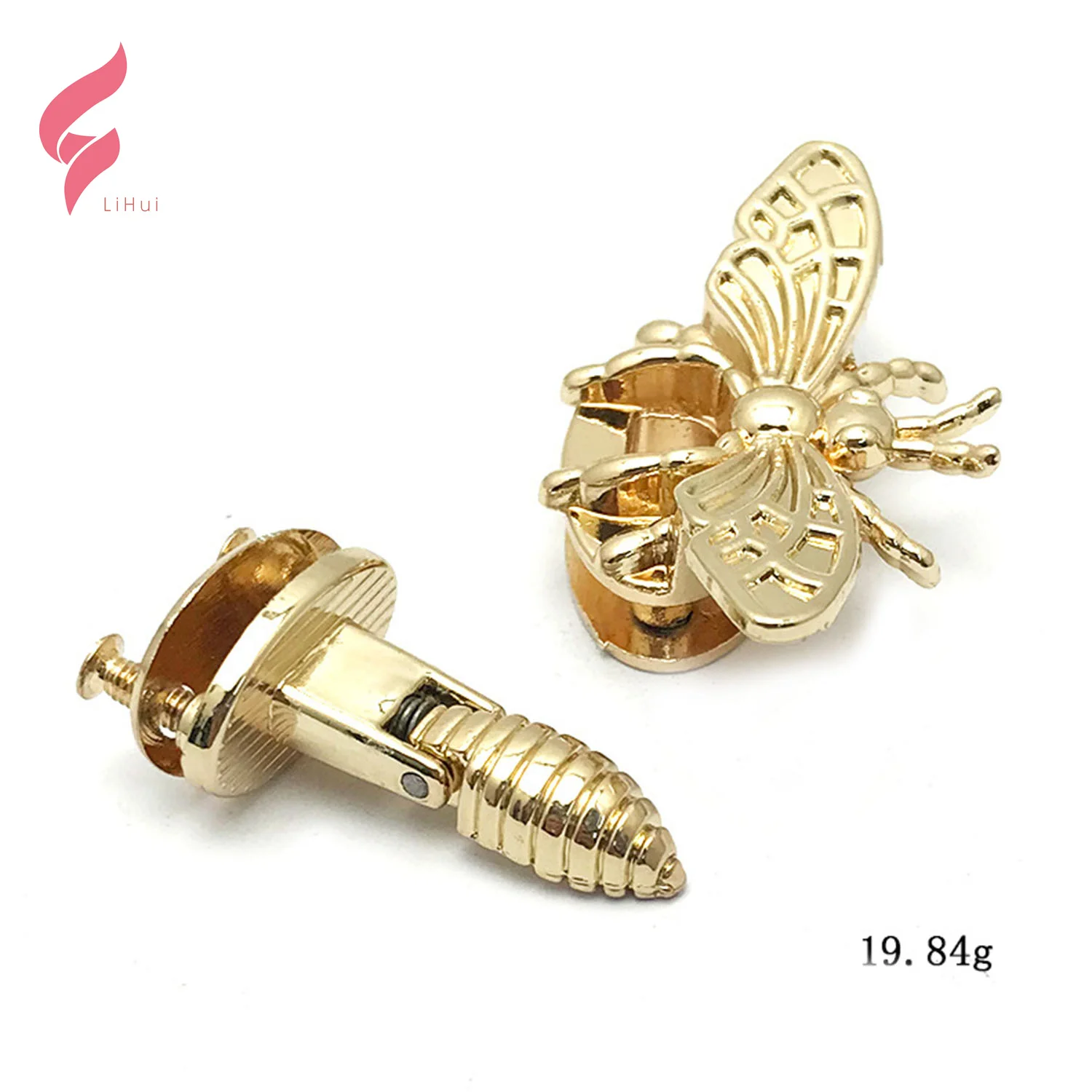 LiHui Hardware fashion bee shape buckle clasps metal accessories decoration bag various zinc alloy turn lock for handbags