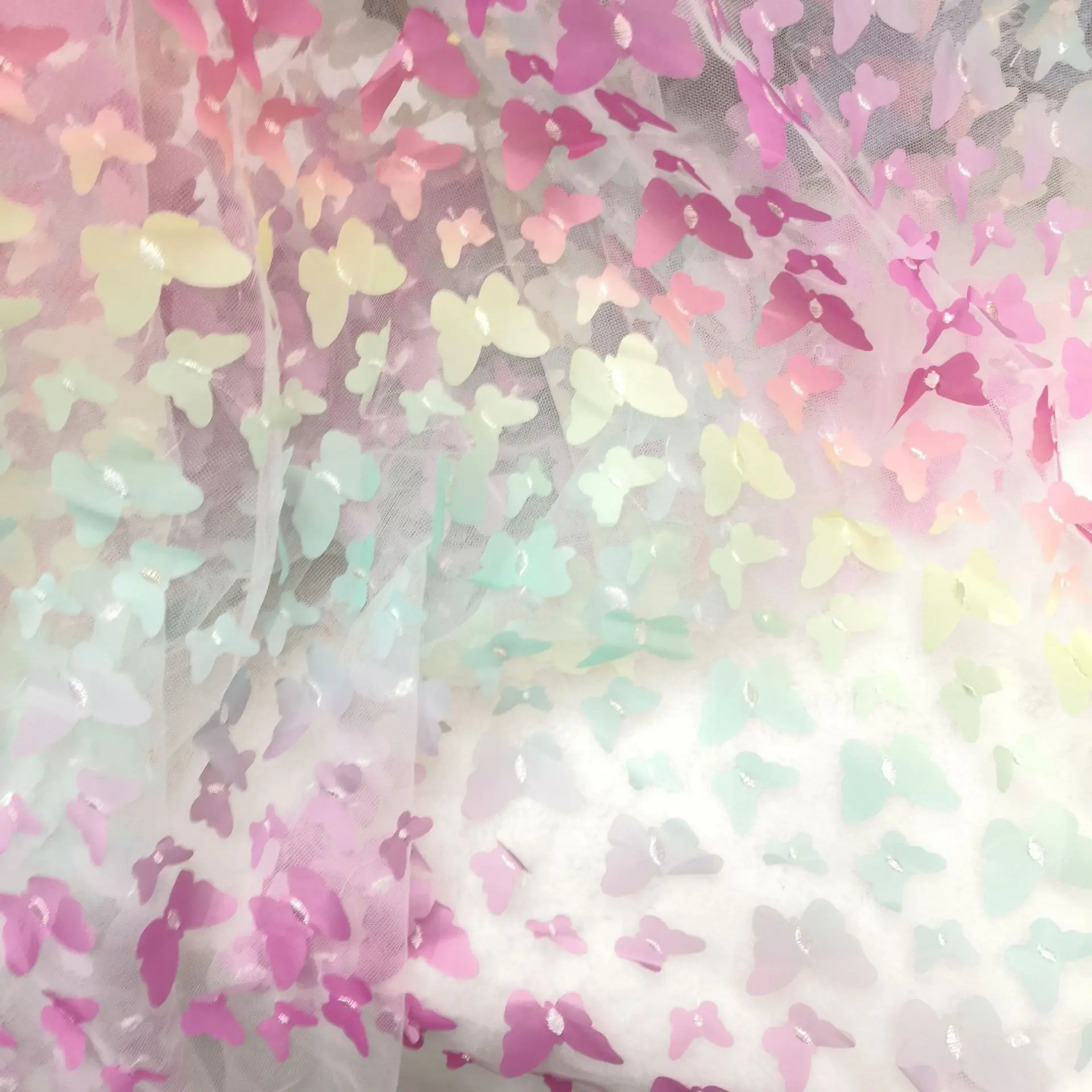 3D кружевная сетчатая ткань с лазерной градиентной вышивкой 100% полиэстер тюль для платья