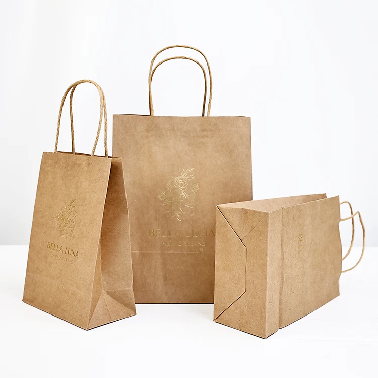 Wholesale Price Eco Friendly Kraft Gift Bags Rose Gold Foil Thank You Paper Bags With Handles For Wedding Shopping Paper Bag