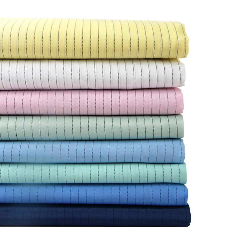 China wholesale cleanroom dust proof 5mm stripe polyester antistatic carbon fiber antistatic esd fabric