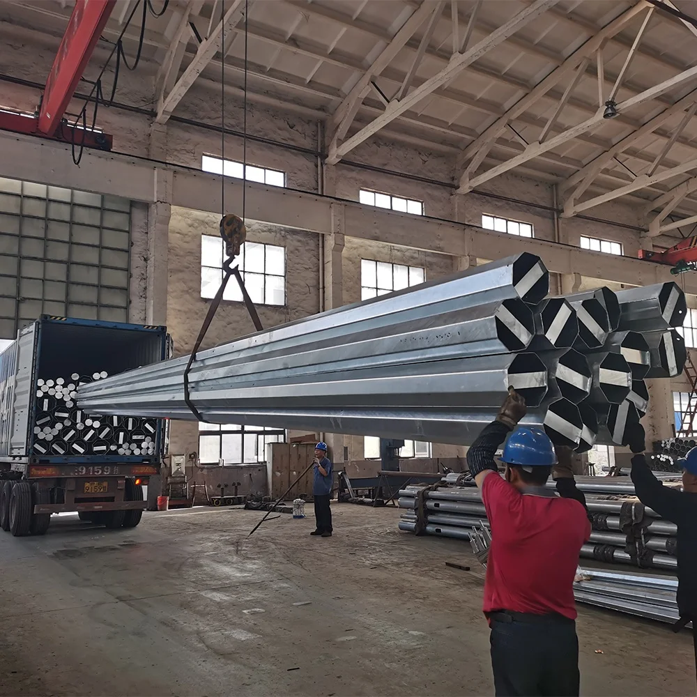 Octagonal hot dip galvanized 6m 9m 12m steel street lighting pole with factory price