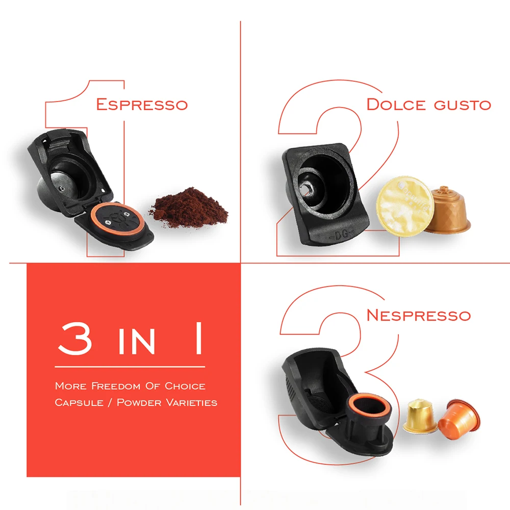 Hot and Cold Water Multifunctional Reusable Manual Black Plastic Drawer  Nes Dolce Gusto Powder  Capsule Coffee Maker