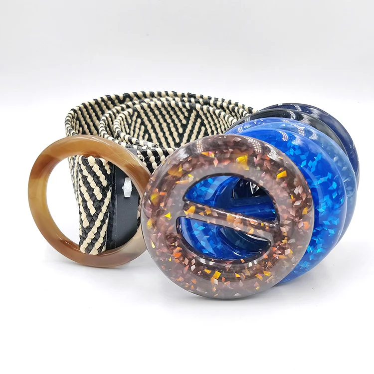 BU08901 Belt Accessories Wholesale Vintage Diy Custom Chunky Plastic Buckles Big Round Circle Resin Pin Buckle For Belt