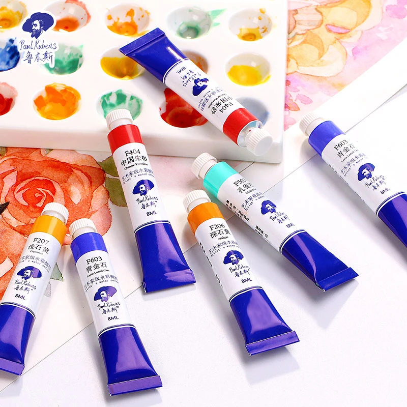 Paul Rubens Watercolor Paint Tubes 8ml Artist Grade Level F Colors   Professional Art Supplies for Painting and Drawing - Orange