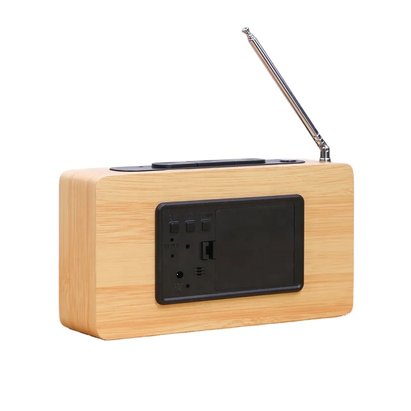 WC014 Creative Multifunction Hotel Retro Desk LED Digital Wooden Alarm Clock Radio