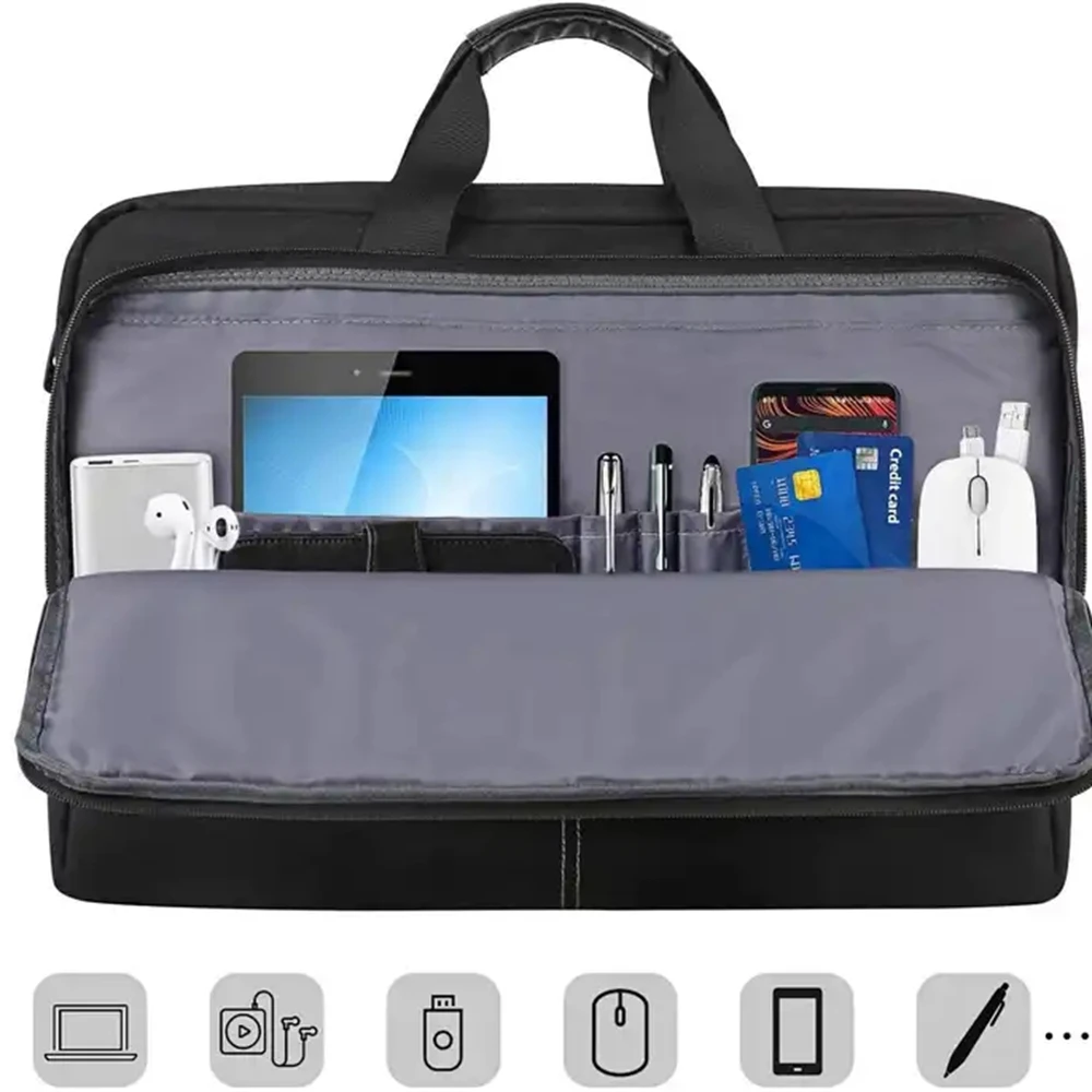 Large Capacity Durable Computer Bag Laptop Case Portable Laptop Black Tote Laptop Bag With Custom Design
