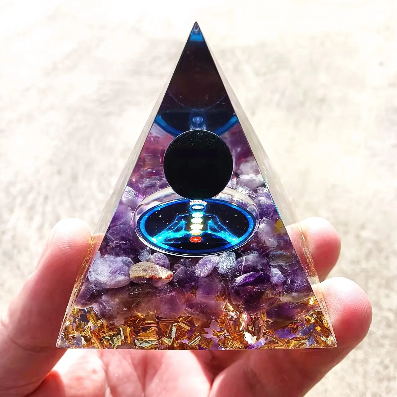 2024 new products DIY Handmade orgonite pyramid turquoise stone orgone energy generator healing chakra reiki gather wealth home