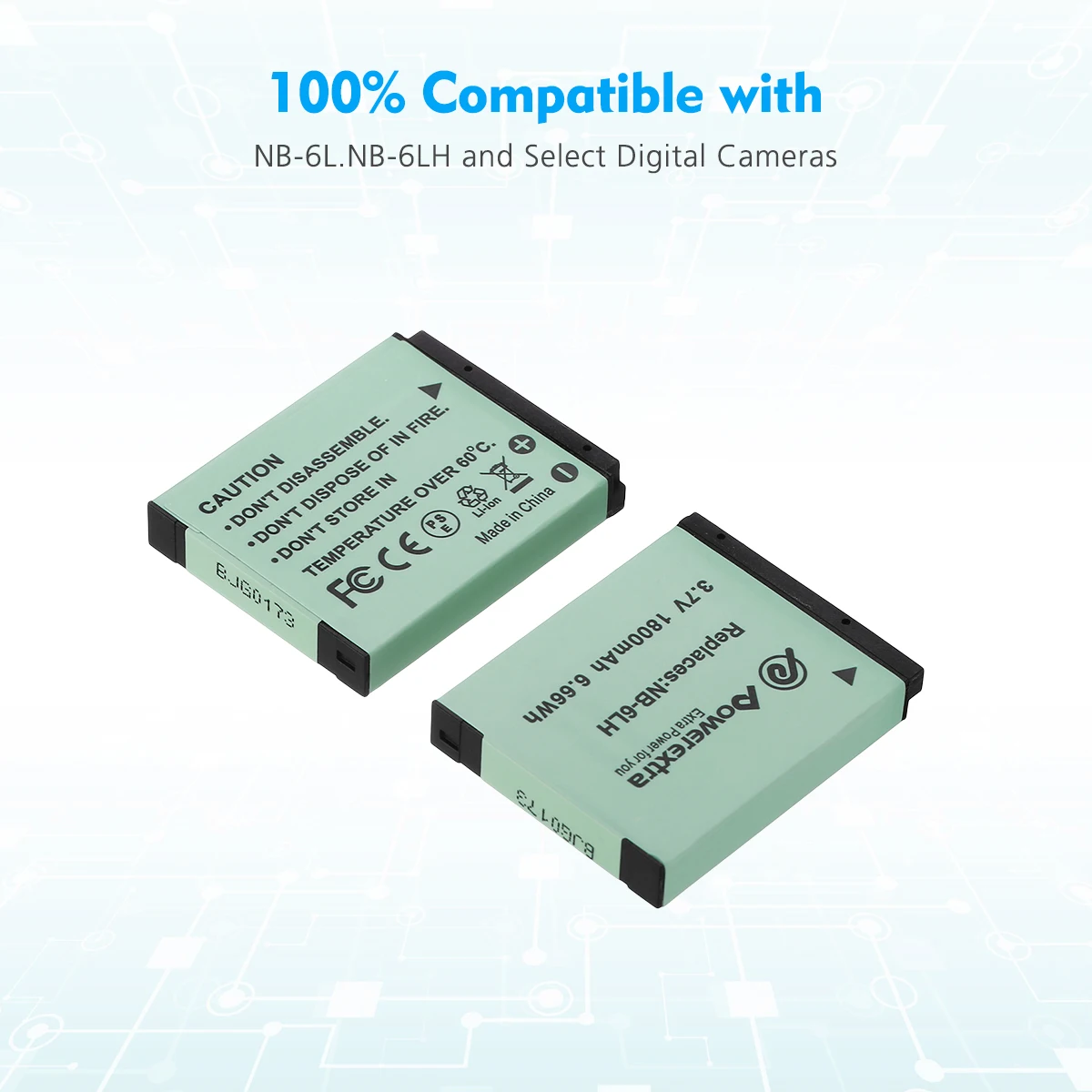 Powerextra Upgraded 3.7V 1800mAh Rechargeable NB-6L NB-6LH Li-ion Replacement Digital Batteries