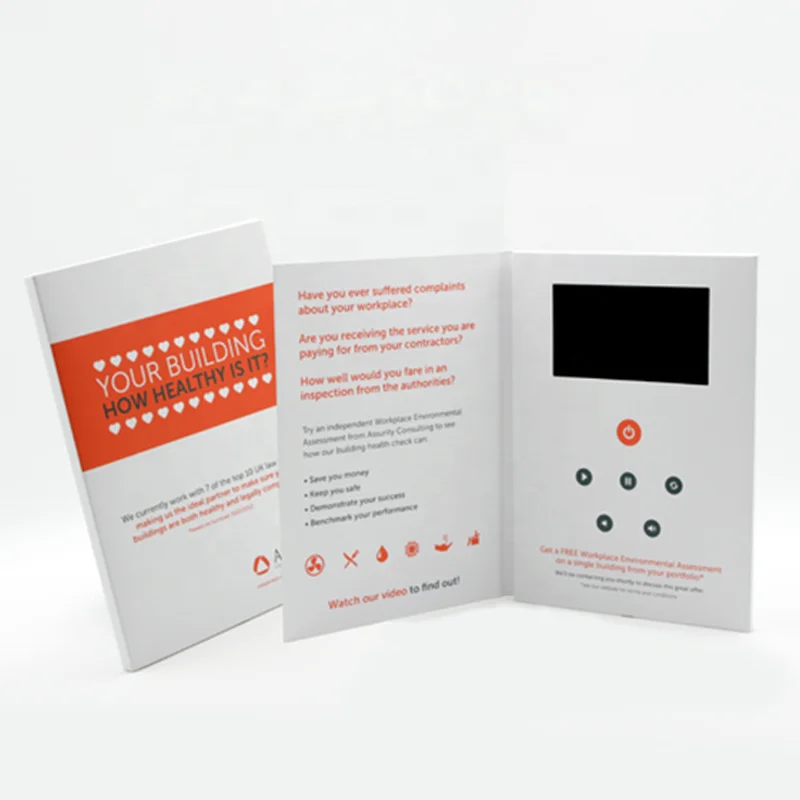 Factory Wholesaler White Card Connected Video Brochure Lcd Screen