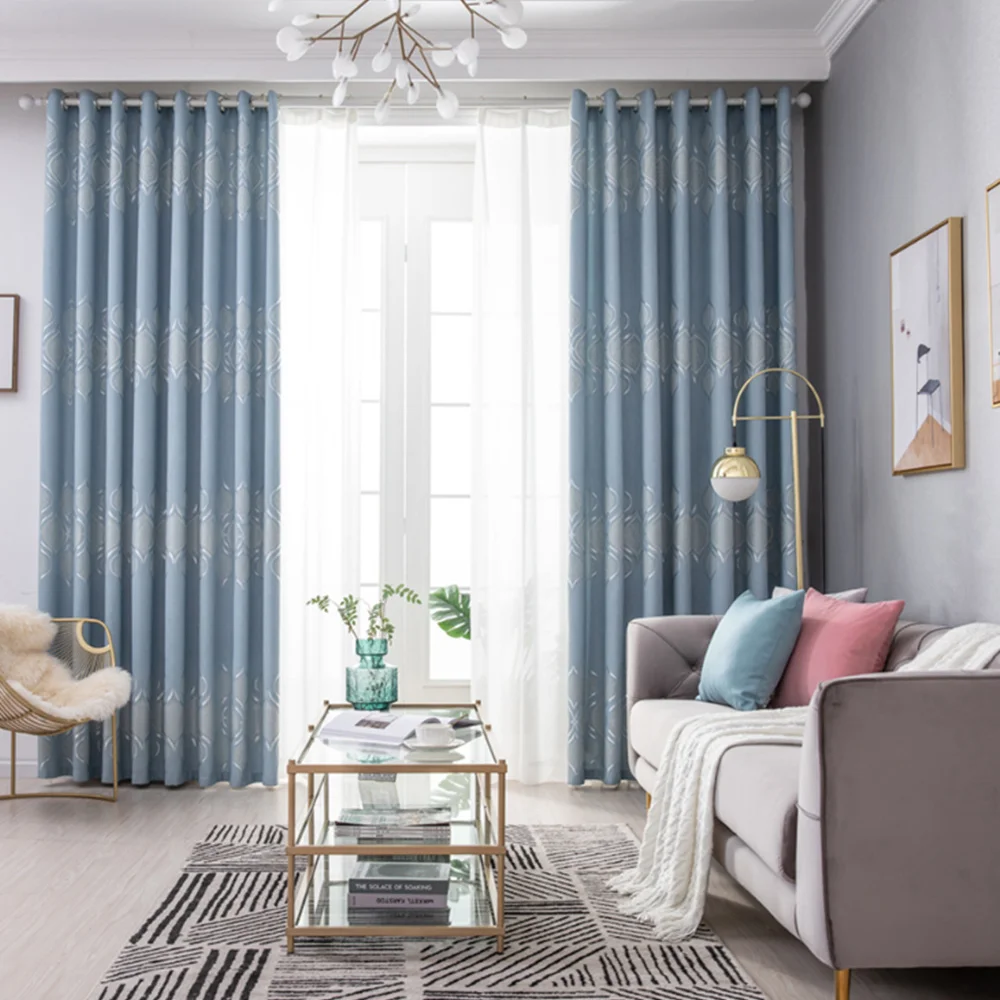 American Style Luxury Window Floral Valance Jacquard Curtain Ready Made Wholesale Living Room Hotel Curtains